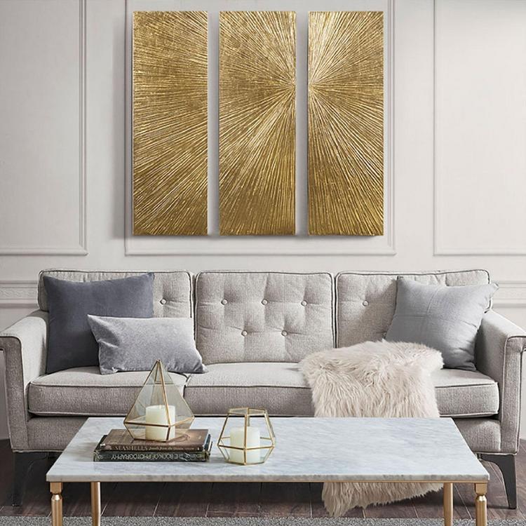 キャンバスアート Sunburst Gold Madison Park, Sunburst 3-Piece Resin Wall Decor Set | Zola
