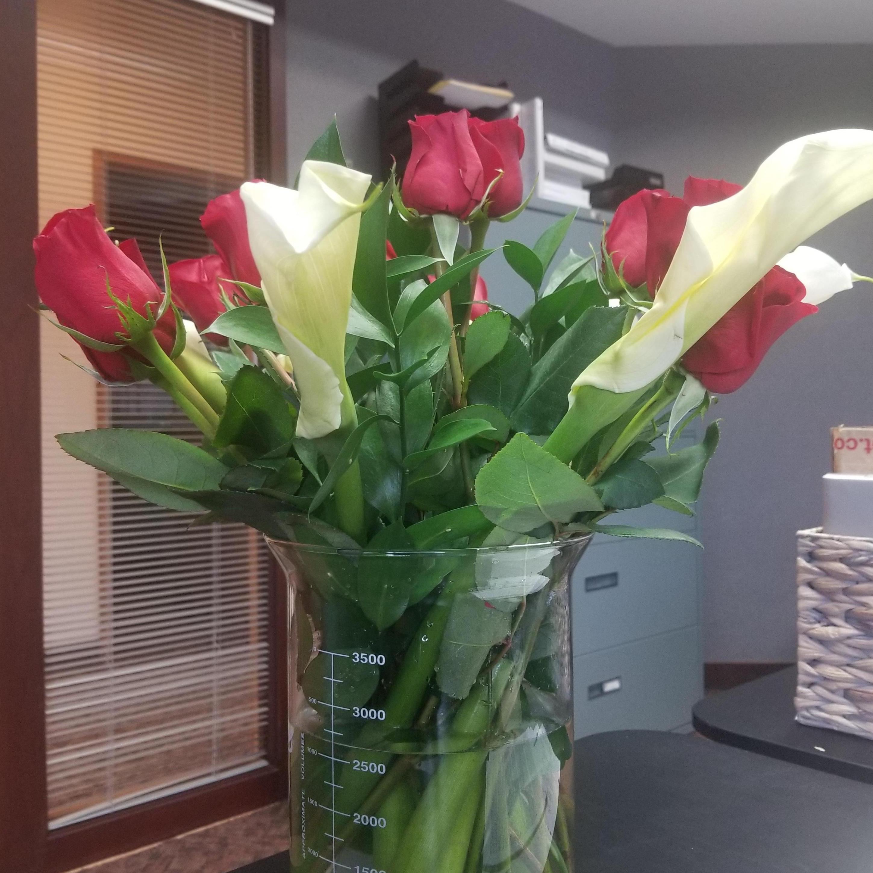One of the many bouquets of flowers Erich has sent to my work :)