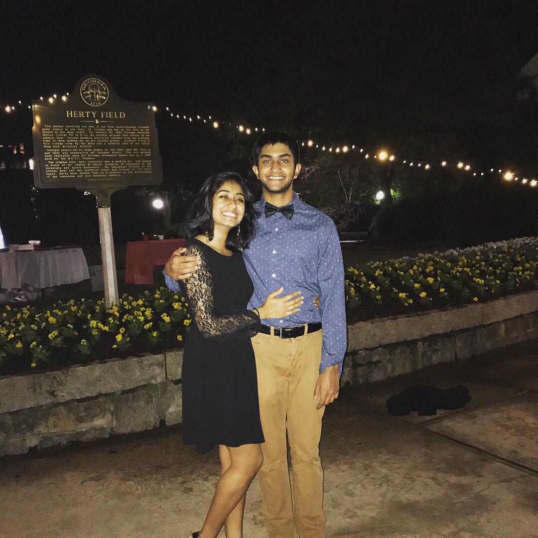 We met as first-year students at the University of Georgia. Here is us at our first formal party together :)
