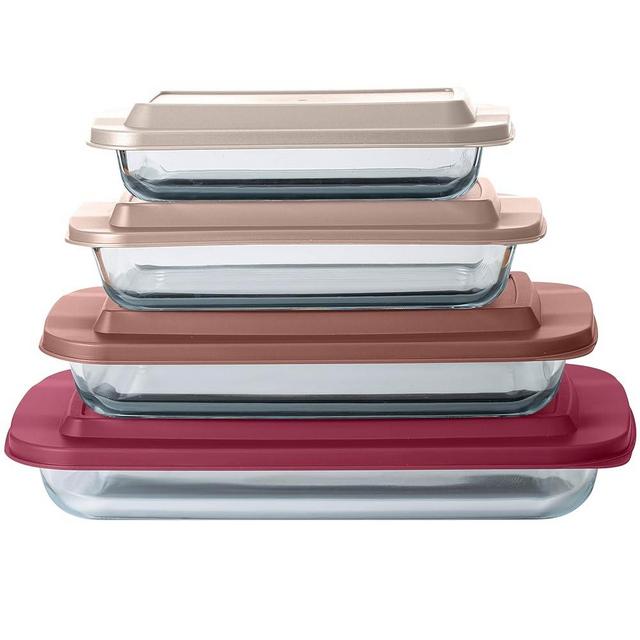 COOK WITH COLOR 8 PC. Glass Baking Dish Set with Lids - Deep Casserole Dish, Glass Food Container, Oven, Freezer and Microwave Safe, Clear Container