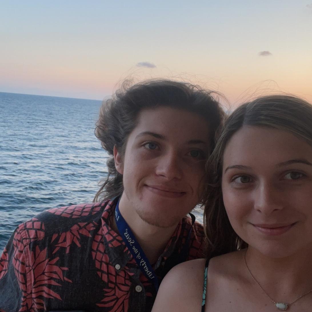 Cruise ship sunset