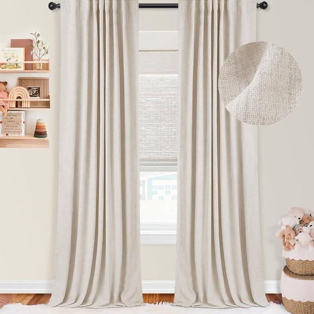 zeerobee Cream Blackout Curtains 84 inches Long 2 Panels Set, 100% Blackout Curtains for Bedroom 84 inches Long, Back Tab/Rod Pocket Thermal Insulated Curtains for Living Room - Buttercream,W50 X L84