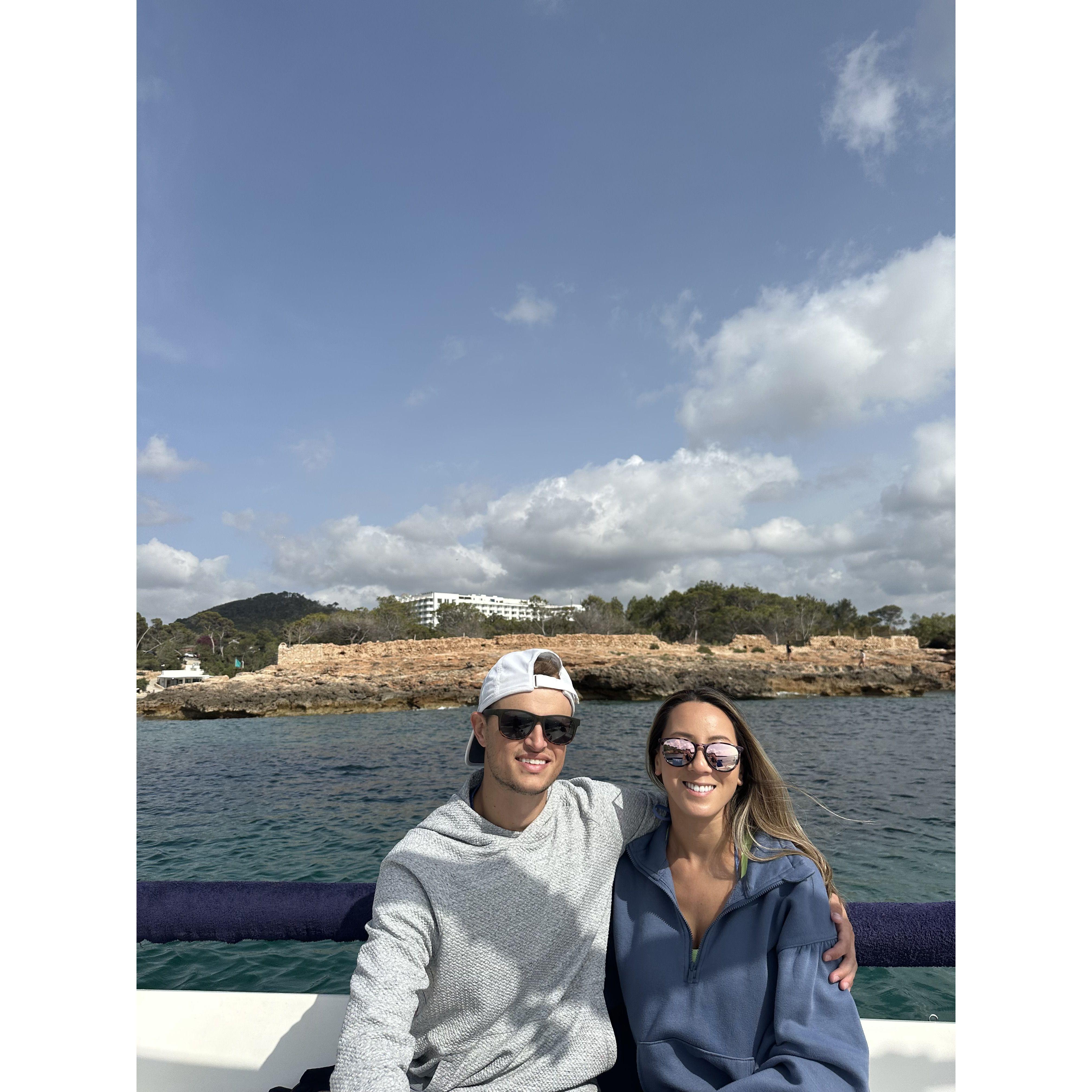 Charter boat cruising around Ibiza
