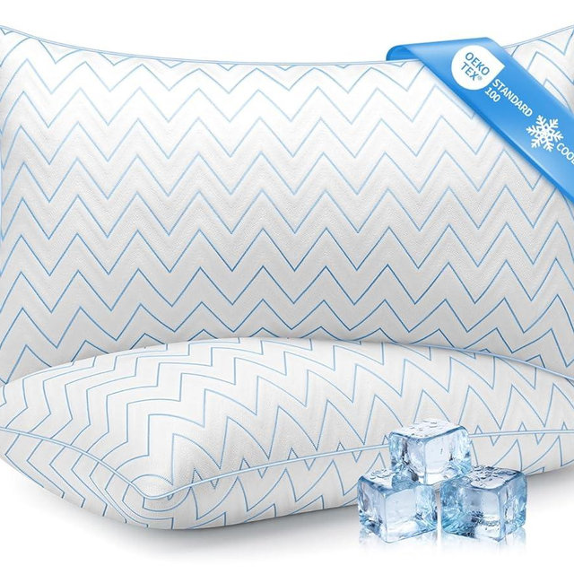 DIORIS Pillows Queen Size Set of 2 - Cooling Luxury Hotel Collection Bed Pillows for Sleeping, Breathable Medium Firm Down Alternative Microfiber Filled Pillows for Back, Stomach Sleepers