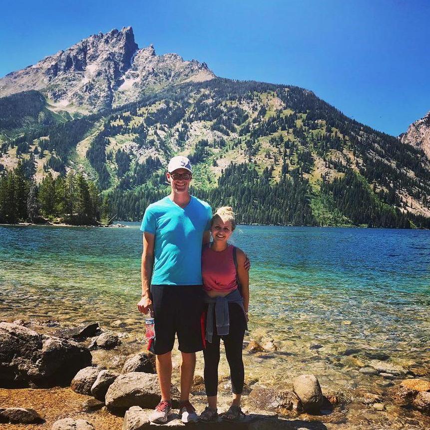 Grand Teton, taken before our 3 mile hike up that mountain (still catching our breath from it)