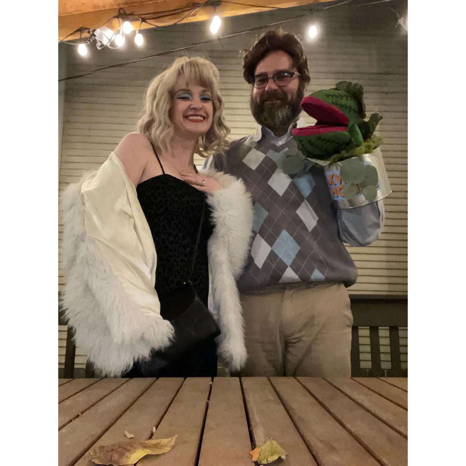 Right after we got engaged! We're dressed as Audrey and Seymour from Little Shop of Horrors. Mikayla made the puppet (thank you, theater school).