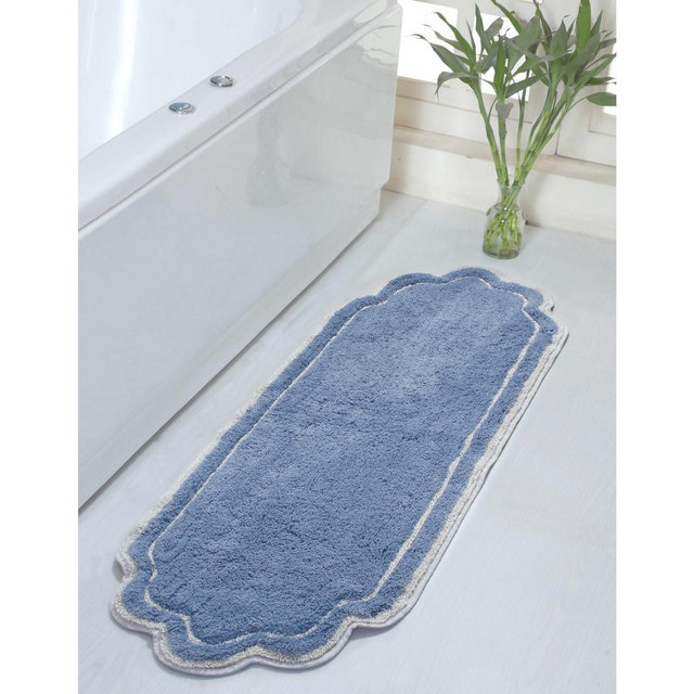 21"x54" Allure Collection Blue Cotton Tufted Bath Rug - Home Weavers