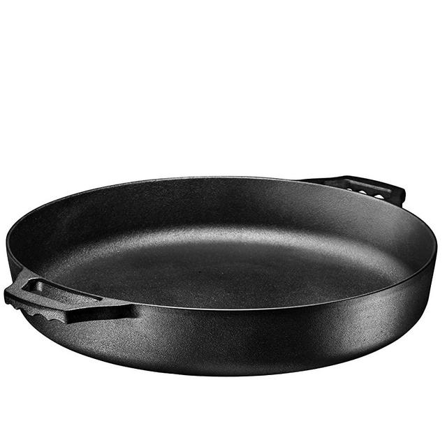 Pre Seasoned Cast Iron 16" Large Skillet with Dual Handles Durable Frying Pan Deep Pan Large Loop Handles, Camping Skillet, Fry Pan - 3" Deep