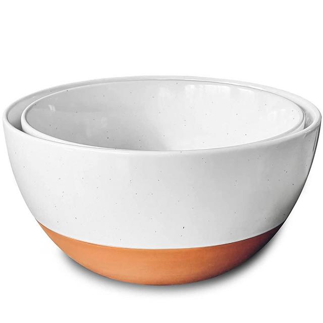 NutriChef 4 Sets of High Borosilicate Glass Mixing Bowl with PE Lids,  Space-Saving Nesting Bowls