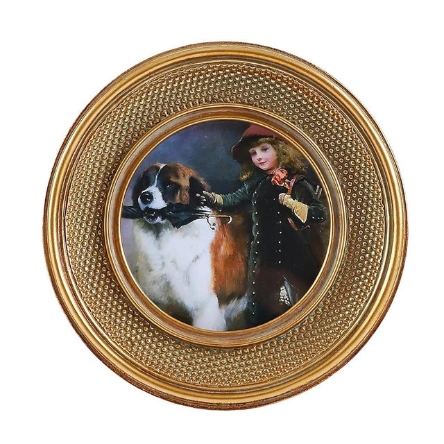 Kangce Vintage Antique Bronze Round Picture Frames with Beaded Border - Ornate for Tabletop and Wall Mount - Old Fashioned Gallery Wall Art