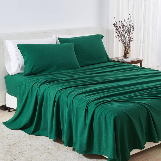 Isla Jade Queen 100% Turkish Cotton Solid Flannel Sheet Set Spruce Green