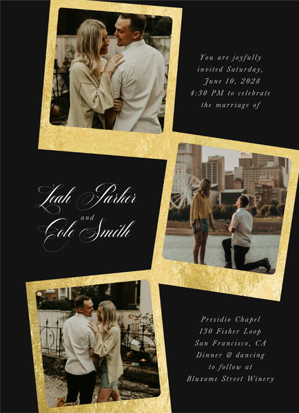 Essex Multiphoto Foil | Black | Zola Wedding Invitations
