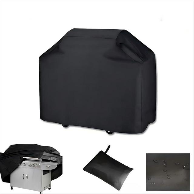 HJTPOWER Grill Cover 67" Heavy-Duty Waterproof Grill Cover for Outdoor Gas BBQ Rip, Wind, UV, Dust &Fade Resistant Barbecue Cover with Hook-and-Loop Straps for Most Grills,Black