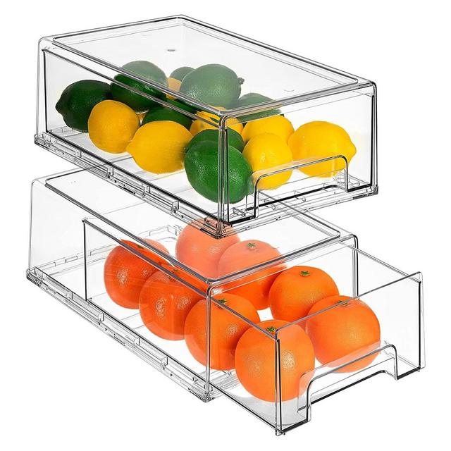 Sorbus Clear Stackable Pull Out Organizer Bins - Organization and Storage Containers for Kitchen, Pantry, Bathroom and More