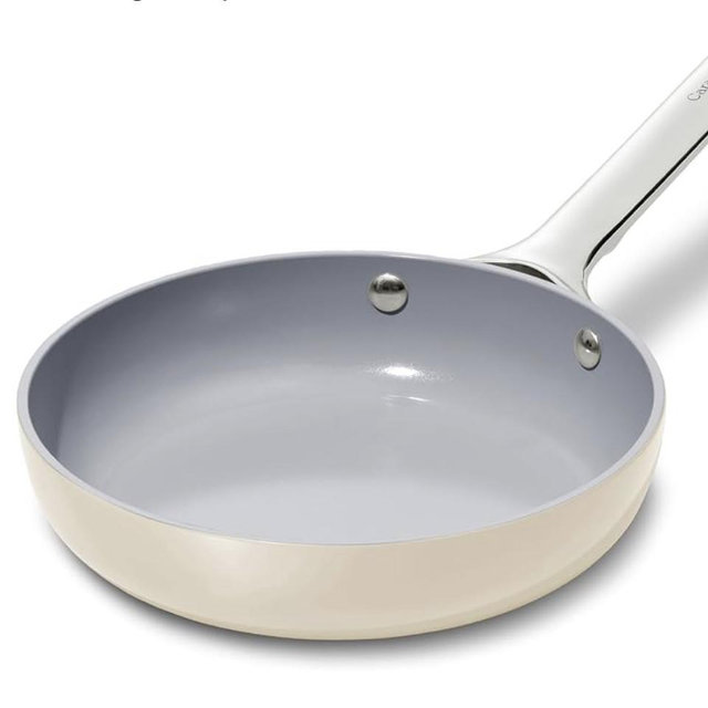 Caraway Nonstick Ceramic Mini Fry Pan (1.05 qt, 8") - Non Toxic, PTFE & PFOA Free - Oven Safe & Compatible with All Stovetops (Gas, Electric & Induction) - Cream