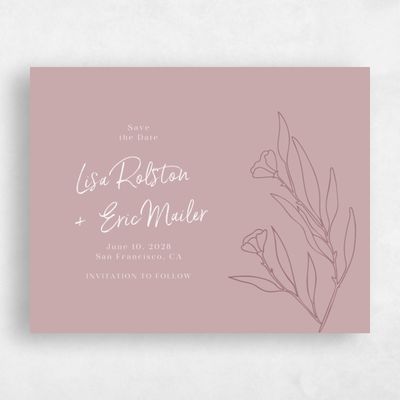 Grayed Mauve, Pink Wedding Save the Date - Pistoia Landscape