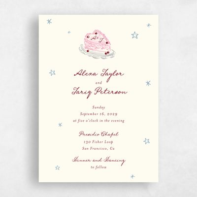 Light Burgundy, Yellow Wedding Invitation - Moire Classic