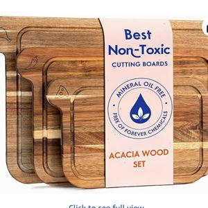 Non Toxic Cutting Boards - Cutting Board Set Free of Mineral Oil, Made of FSC Acacia Wood - Cutting Boards for Kitchen - Includes 3 Chopping Boards. By Ziruma