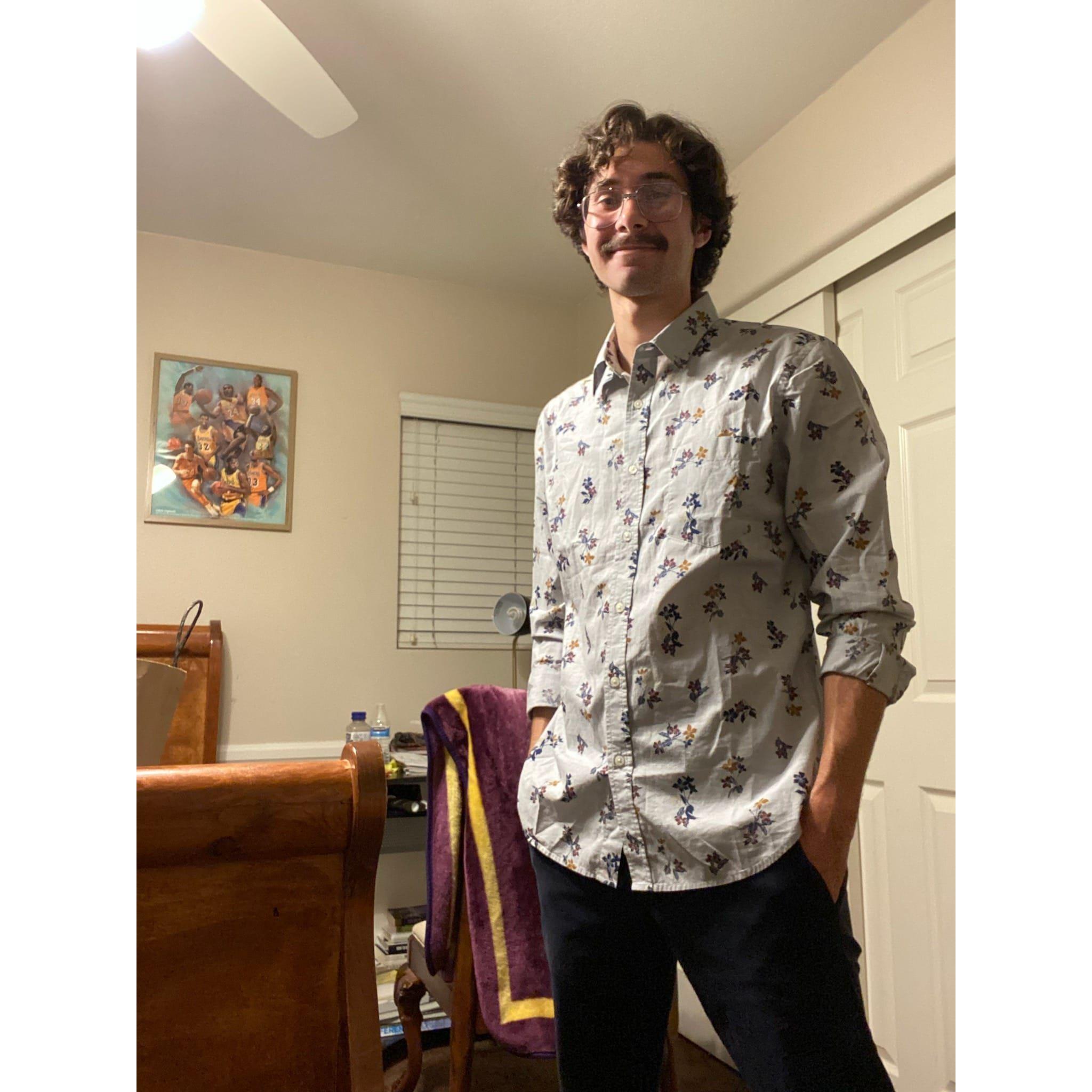Michael had gone shopping to his go-to business-casual supplier (Banana Republic) for suitable substitute-teaching attire, and Genesis asked if he could please model the acquisitions. She approved.