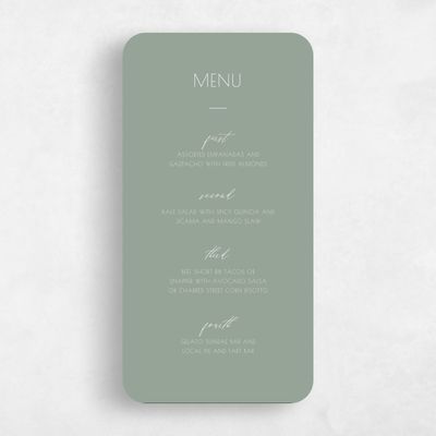 Green Rounded Wedding Menu - Fountaine