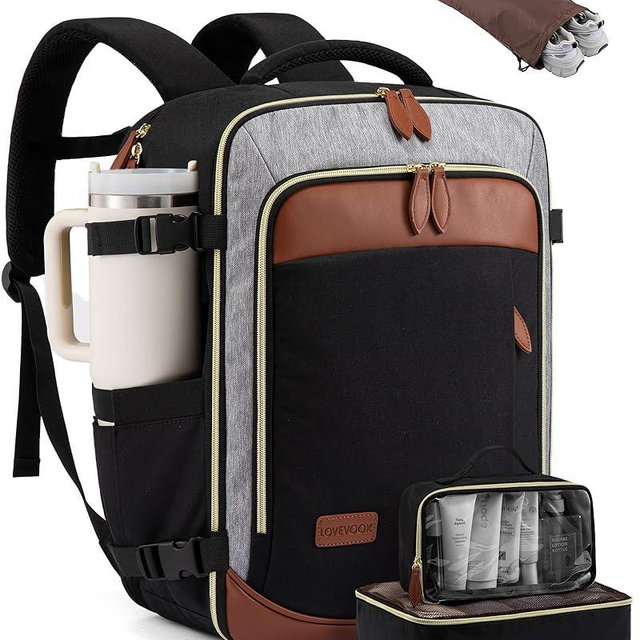 LOVEVOOK 40L Travel Backpack Carry On Airline Approved, Large Backpack with 3 Packing Cubes, TSA Travel Essentials Carry On Bag, Waterproof Weekender Overnight Luggage Daypack, Fits 17.3 Inch Laptop