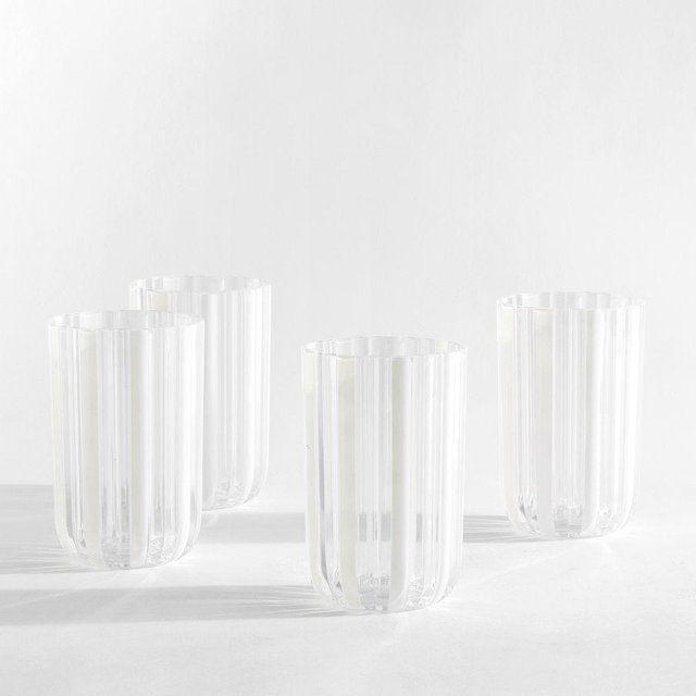 Montauk Stripe Outdoor Tall Tumblers, White - Set of 4