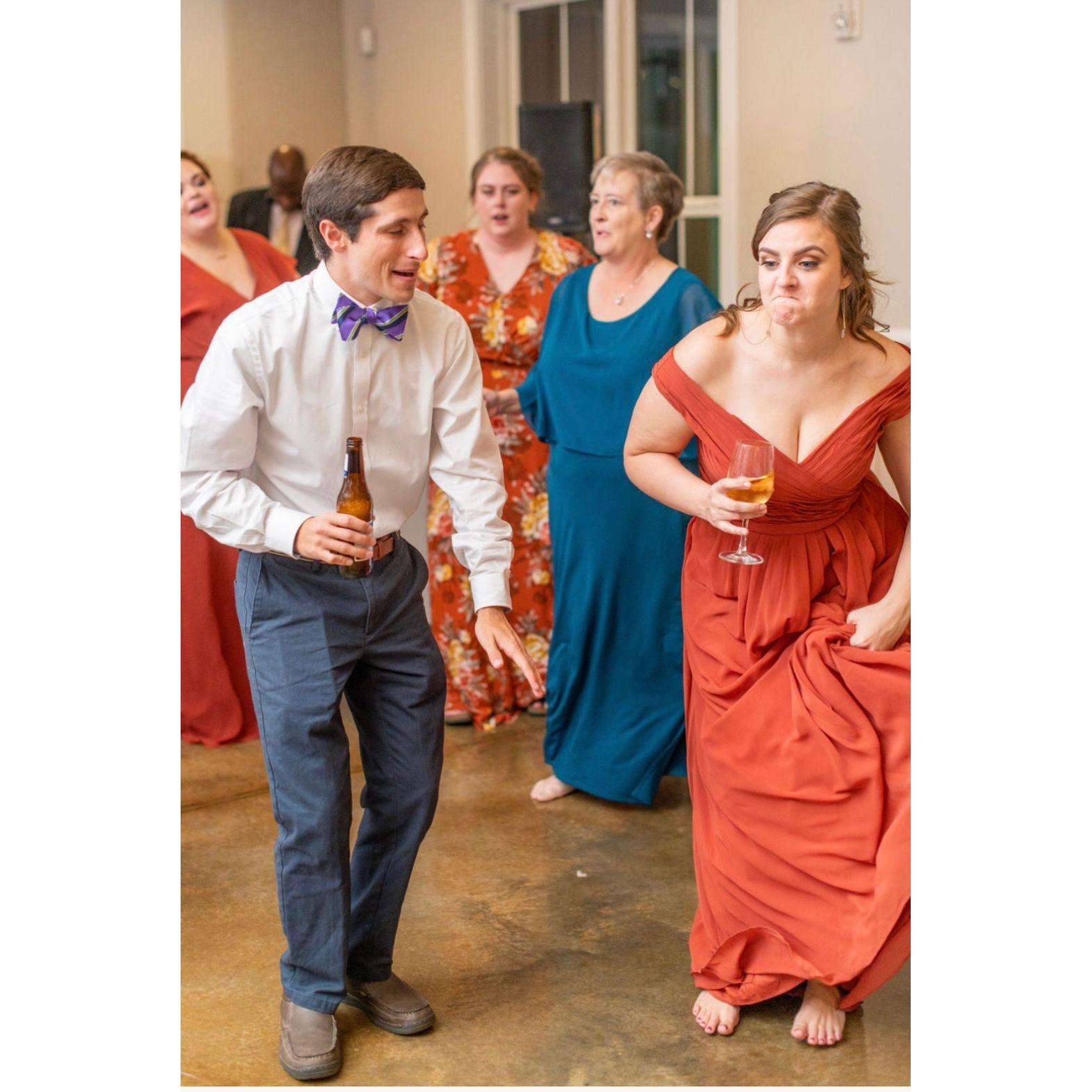 You can always find us on the dance floor at weddings (: