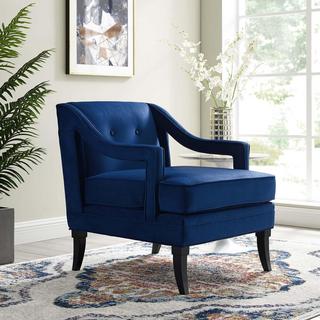 Concur Button Tufted Upholstered Velvet Armchair