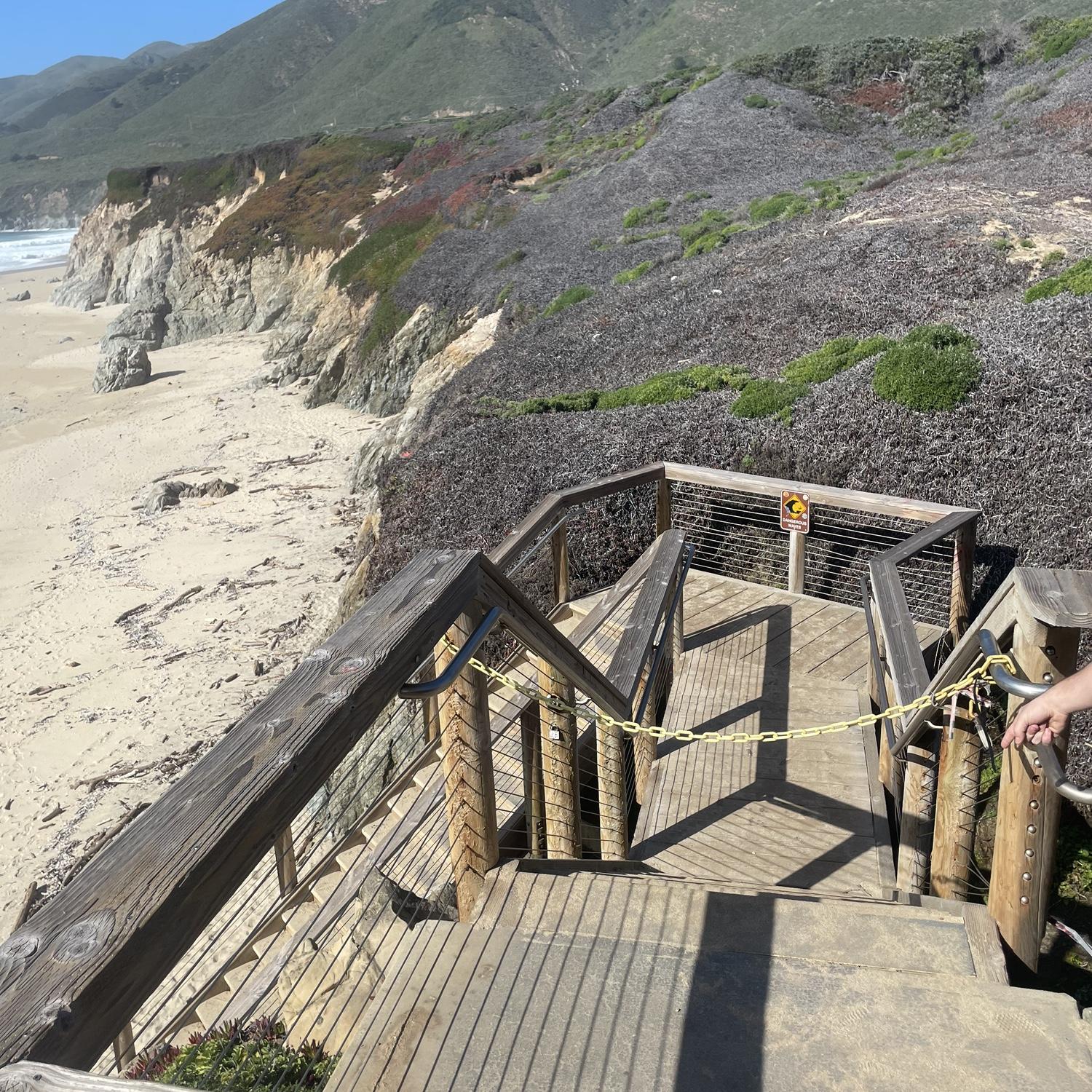 Choose to go down or not, no judgement will be made. You can stand here, or on the stairs or to the side of these stairs on the cliff which will still site our ceremony!