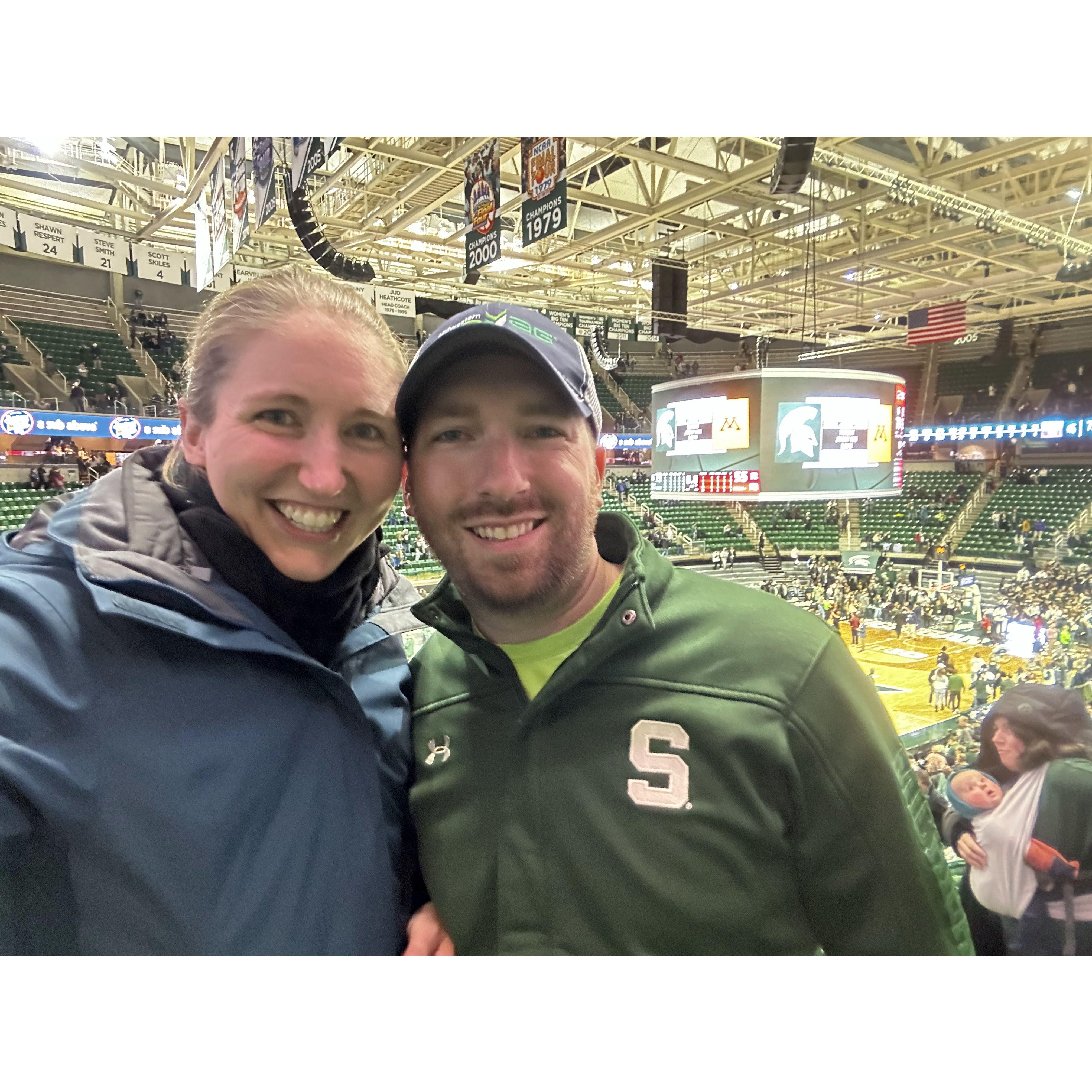 Our first MSU basketball game together: a Spartain victory and Steven Izzo's first time scoring in a game!