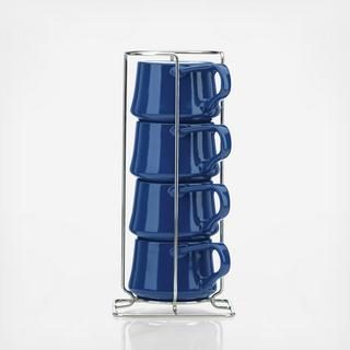 Kobenstyle Espresso Cups with Rack, Set of 4