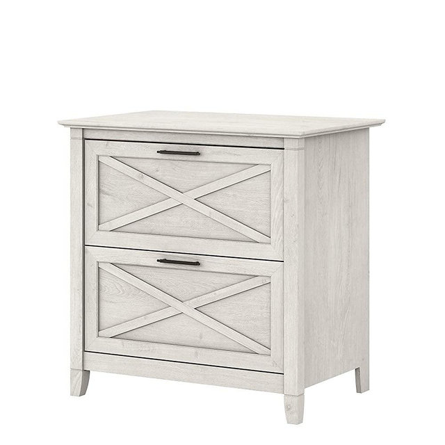 Bush Furniture Key West 2 Drawer Lateral File Cabinet, Linen White Oak