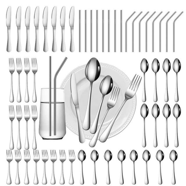 Gutuwellea 56 Pieces Silverware Service for 8 Flatware Set Stainless Steel Utensils Cutlery Set Dishwasher Safe
