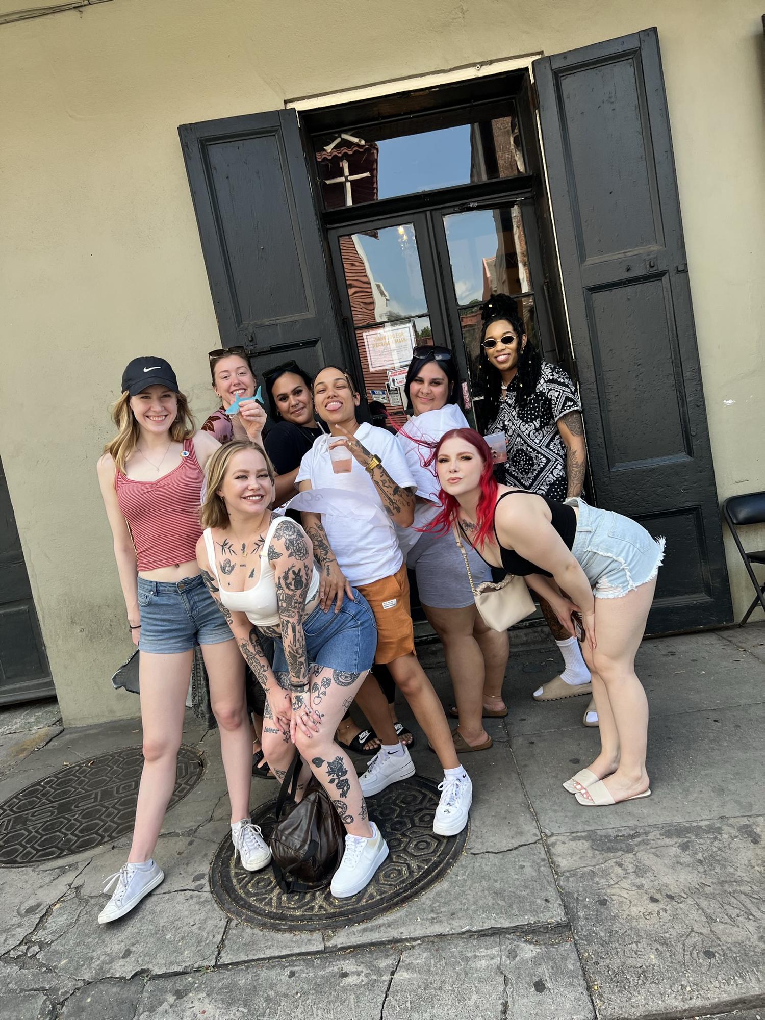 Half of the bachelorette party after a couple museum tours in New Orleans