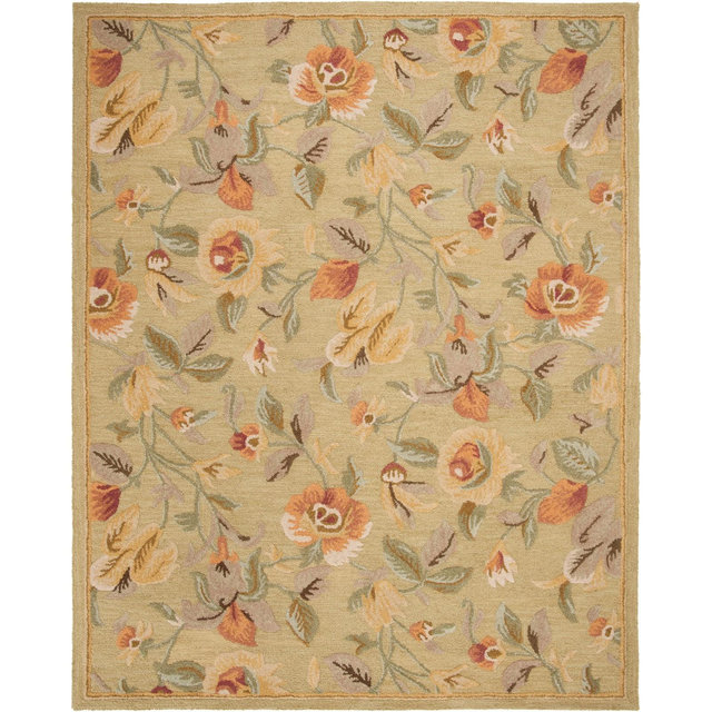 Blossom BLM785 Hand Hooked Area Rug - Green/Multi - 8'x10' - Safavieh.