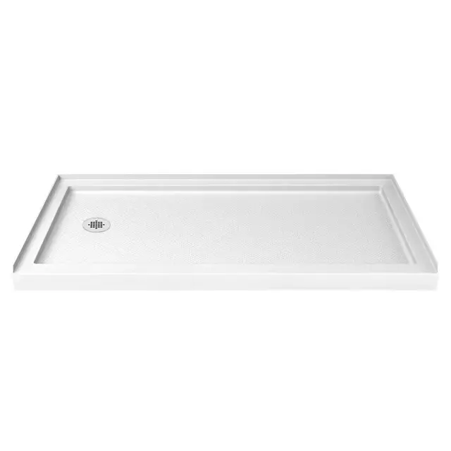 SlimLine 30 in. D x 60 in. W Single Threshold Shower Base in White