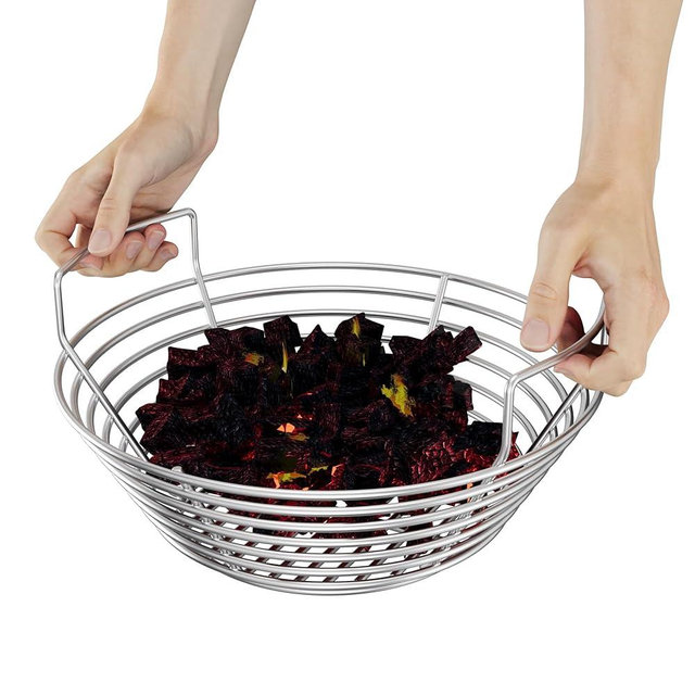 Charcoal Ash Basket for Large Green Egg Grill, Heavy Duty Stainless Steel Ash Basket Fits The Large Big Green Egg, Kamado Joe Classic, Pit Boss, Louisiana & Other Grills