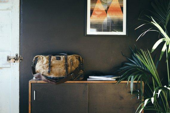 Waxed Canvas Holdall | Brown Leather Holdall Bag | Holdall | Waxed Holdall Bag | Travelling Holdall | Camel Holdall Leather Bag / Duffel Bag