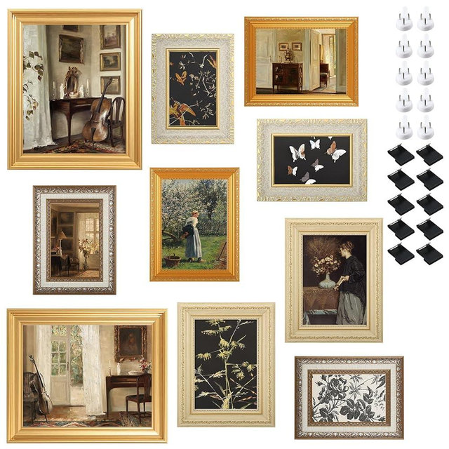 10 Pack Vintage Picture Frames for Wall or Tabletop Display Ornate Vintage Picture Frames Vintage Wall Art for Gallery Bedroom Living Room Antique Photo Frame for Wall Décor