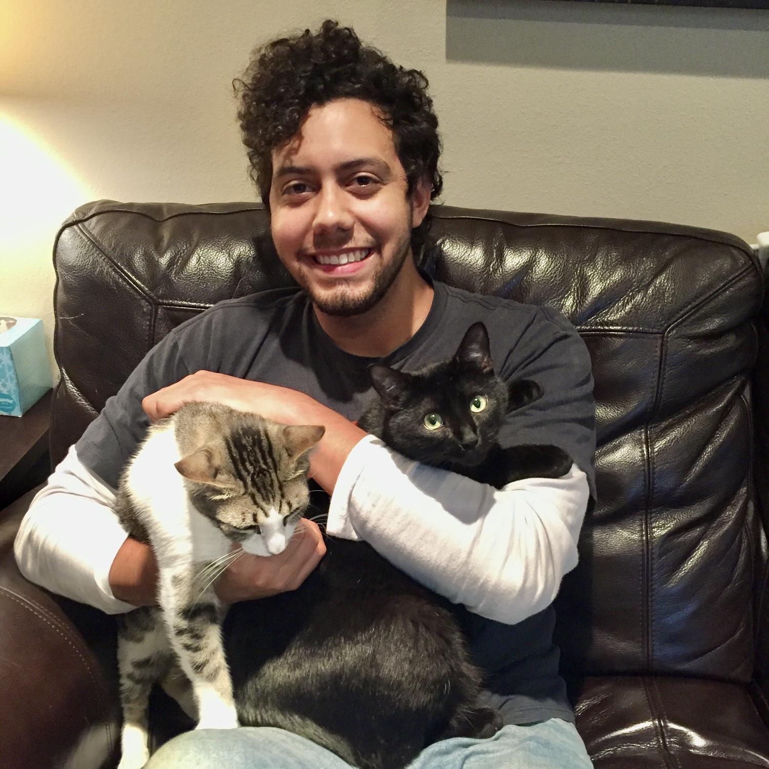 Juan’s first time holding “The Boys” after one of our first dates.