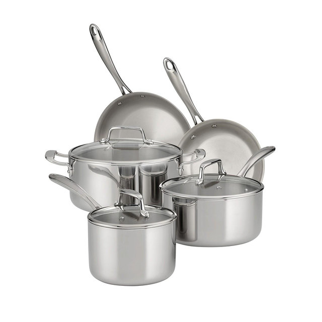 Tramontina TriPly Clad Stainless Steel Glass Lid 8 Pc Cookware Set