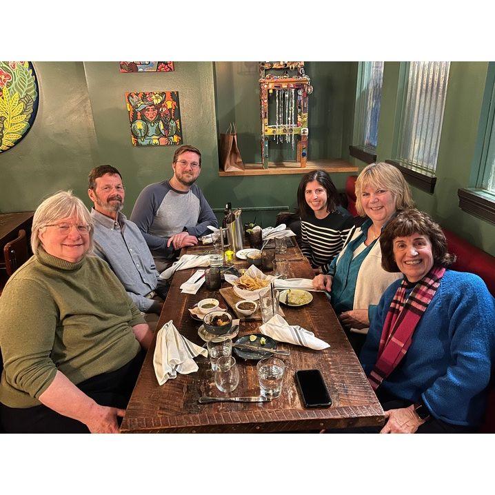 Sarah's birthday 2023. Sarah's moms flew in to Chicago for the weekend and Kevin's parents joined the festivities for a fantastic meal at Mexican restaurant La Principal in Evanston.