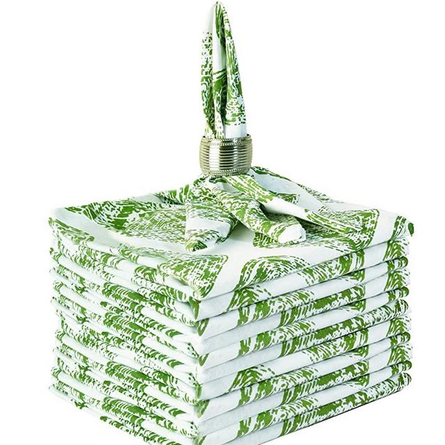 Elvana Home 12 Pack Cloth Dinner Napkins 100% Cotton 18x18, Cocktail Napkins, Wedding Dinner Napkins Bulk, Soft Durable Comfortable Machine Washable Cotton Dinner Napkin Set Green