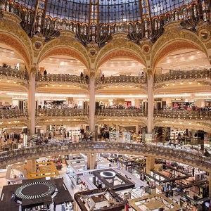 Shopping at the Galeries Lafayette, Paris