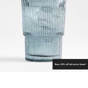 Atwell 16-Oz. Stackable Blue Ribbed Highball Glass