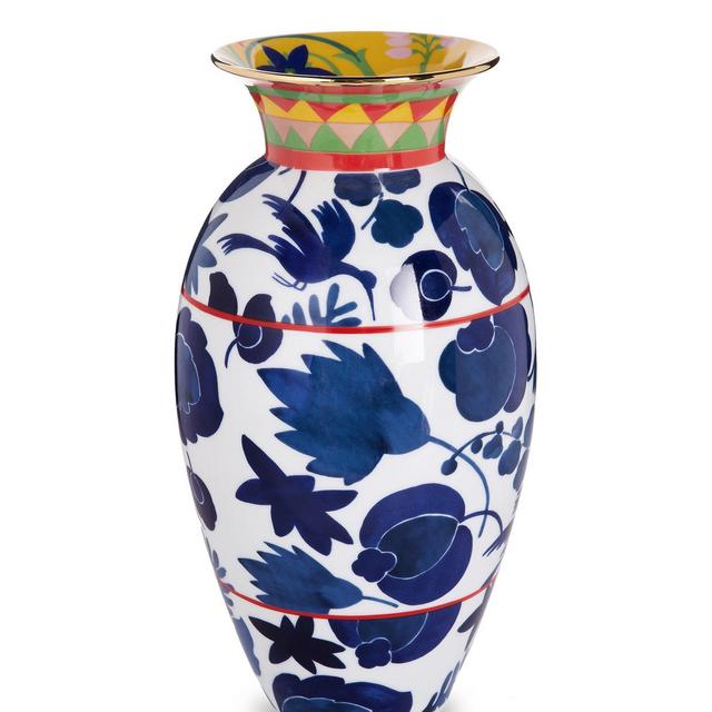 Amphora Vase Wildbird Blu in Porcelain