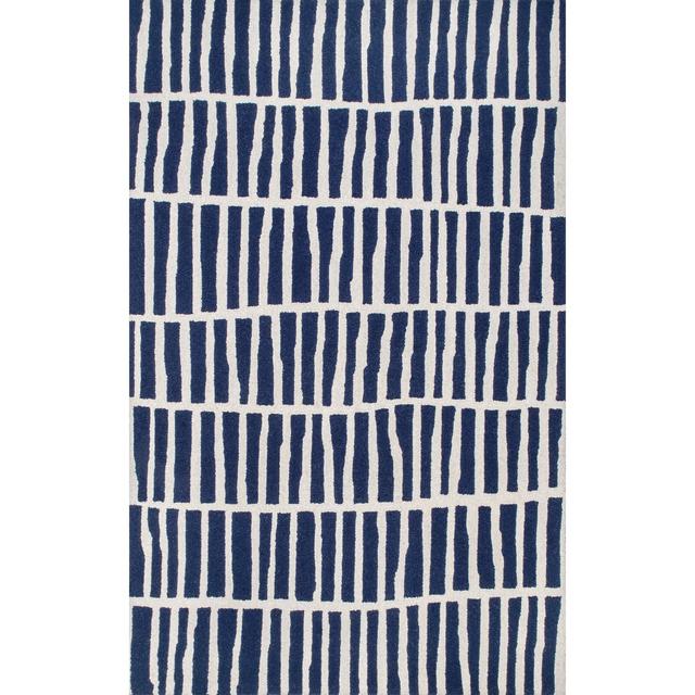 Lauderhill Handmade Tufted Wool Navy/White Area Rug