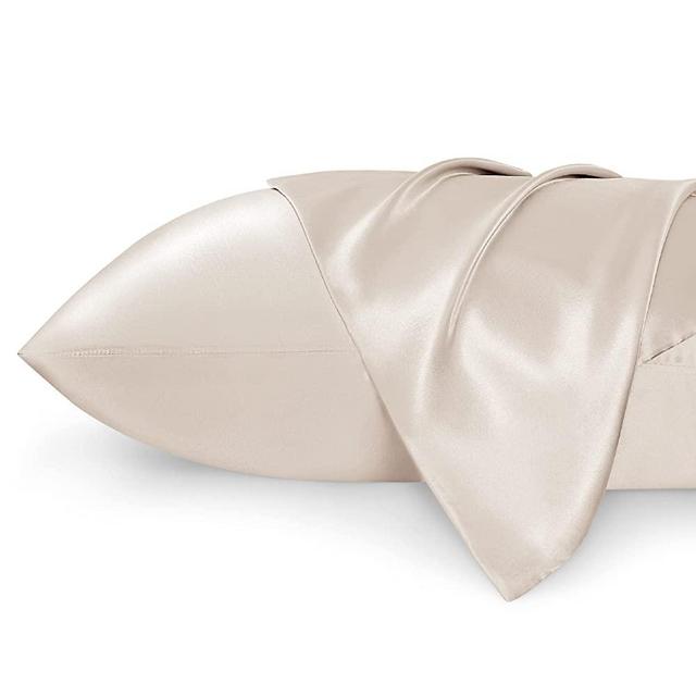 Bedsure King Size Satin Pillowcase Set of 2 - Beige Silk Pillow Cases for Hair and Skin 20x36 inches, Satin Pillow Covers 2 Pack with Envelope Closure, Gifts for Women Men