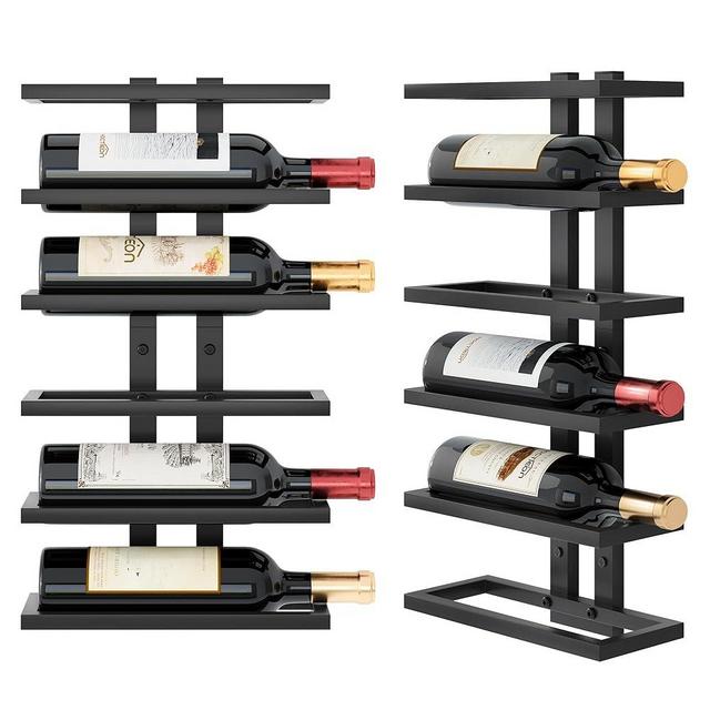 Hoctieon 6 Tier Wall Mount Wine Rack, Wall Racks for Wine Bottles Display and Storage, Hanging Bottle Organizer for Living Room, Dining Room, Wine Cellar, Bar, Black