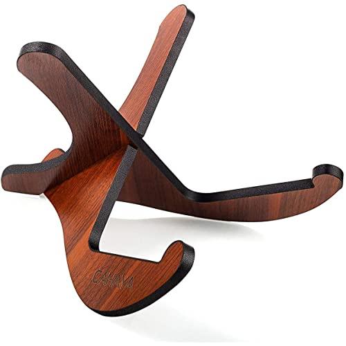 CAHAYA Guitar Stand Universal Wooden Guitar Stand Thicken Plywood X-Frame Style Portable String Instrument Holder with Soft Leather Edges for Acoustic Classical Bass Guitars